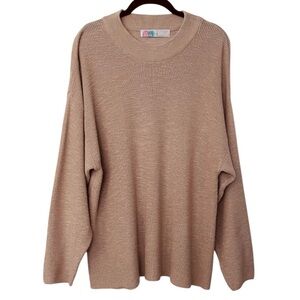 Free People Beach Cotton Blend Long Sleeve Lightweight Sweater XS Camel Brown